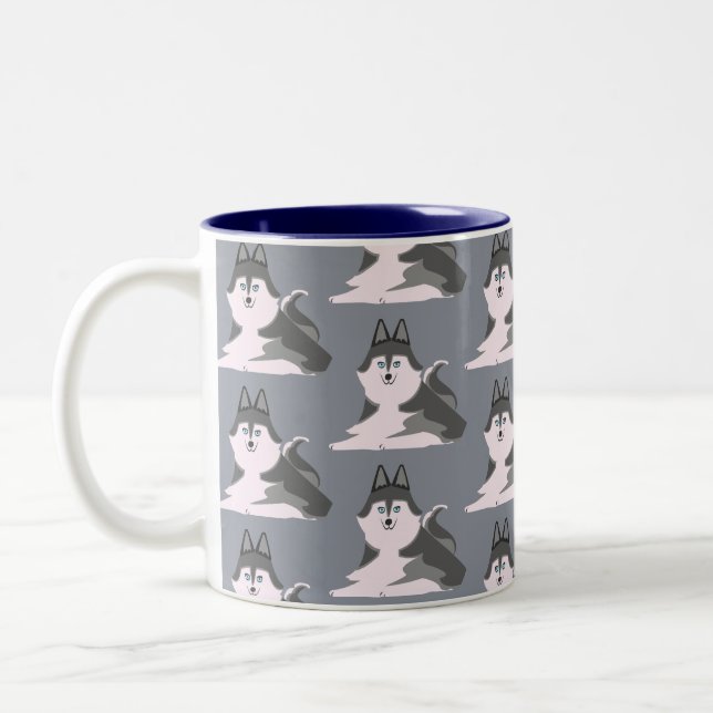 Caneca De Café Em Dois Tons 寝ているシベリアンハスキー　Sleeping siberian husky (Esquerda)