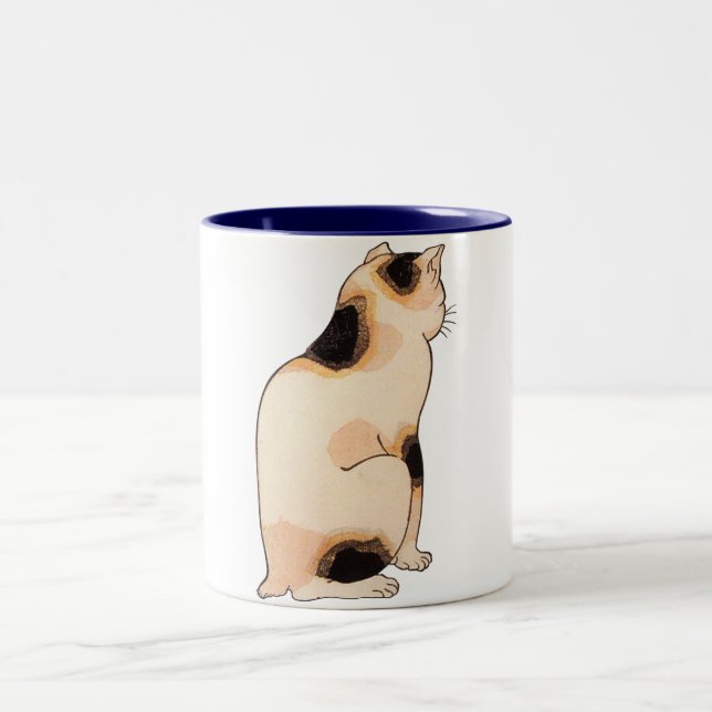 Caneca De Café Em Dois Tons 日本猫, gato japonês do 国芳, Kuniyoshi, Ukiyo-e (Centro)