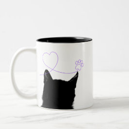 CANECA DE CAFÉ EM DOIS TONS 黒猫の前後マグカップ