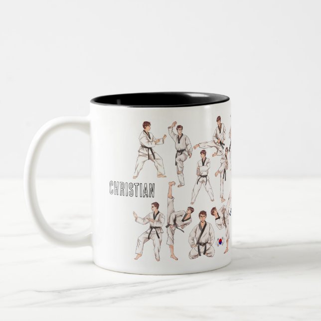 Caneca De Café Em Dois Tons 태 권 도 Taekwondo Arte Marcial 5 Tenets Personalizad (Esquerda)