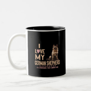 Caneca De Café Em Dois Tons 011 Adoro o meu German shepherd É o Homem que Ann