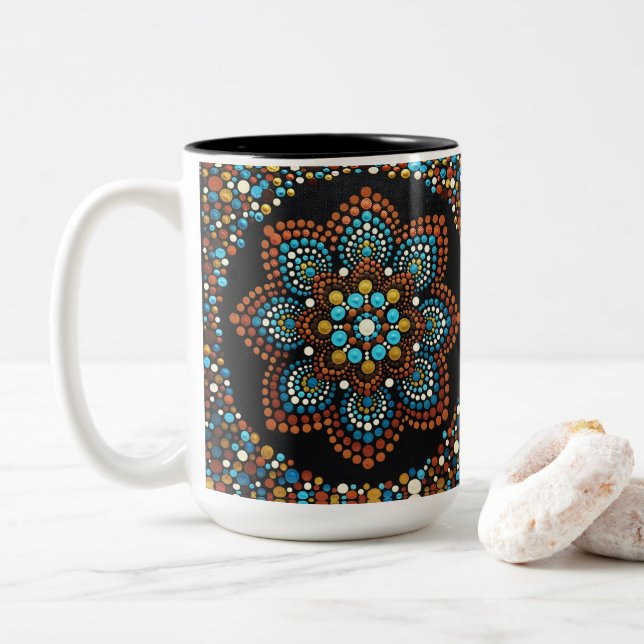 Caneca De Café Em Dois Tons 0140 - Mandala Mug (Com Donut)