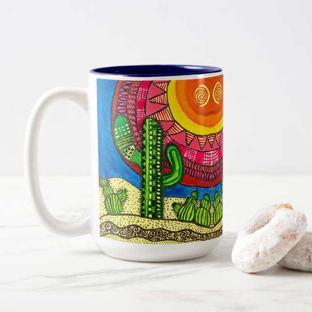 Caneca De Café Em Dois Tons 0175 - Desert Giant Mug (Com Donut)