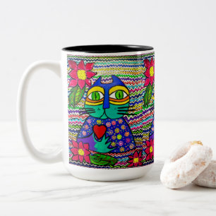 Caneca De Café Em Dois Tons 0178 - Kisa the Cat Mug