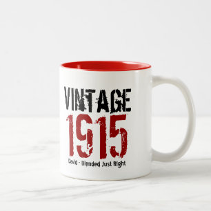 Caneca De Café Em Dois Tons 100º aniversário Vintage 1915 ou qualquer ano V0