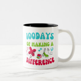 Caneca De Café Em Dois Tons 100 Dias De Fazer Diferença Engraçada Escola Para 