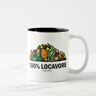 Caneca De Café Em Dois Tons 100% Locavore (Pilha De Vegetais)