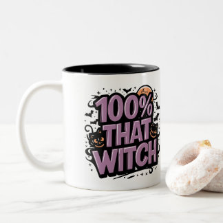 Caneca De Café Em Dois Tons 100% Que A Bruxa Personalizou