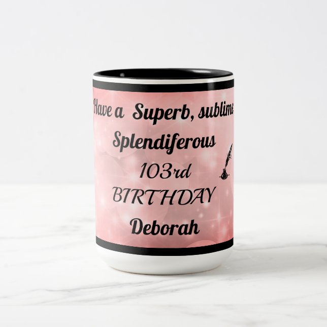 Caneca De Café Em Dois Tons 103º Aniversário Personalizado (Centro)