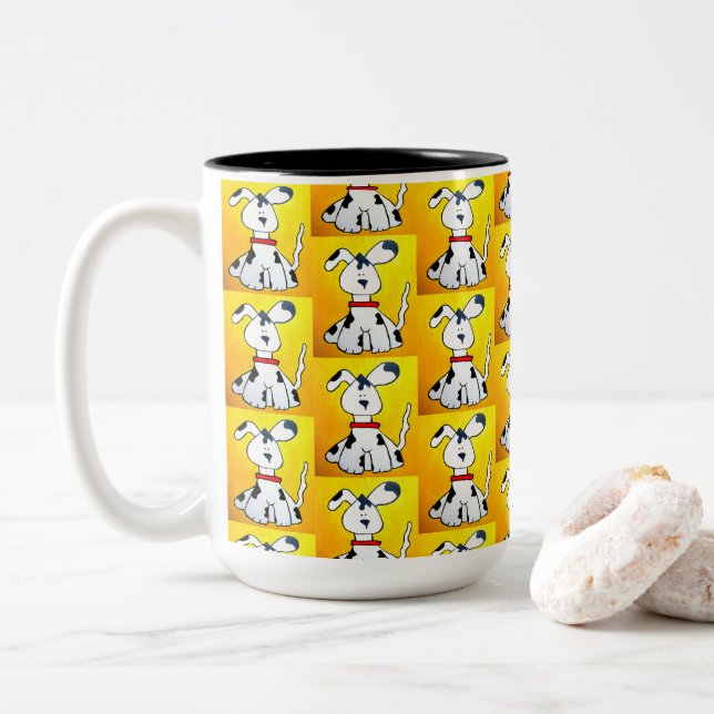 Caneca De Café Em Dois Tons 109 - White Dog (Com Donut)