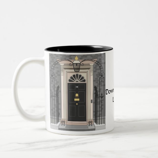 Caneca De Café Em Dois Tons 10 Downing Street, Londres (desenho) (Esquerda)