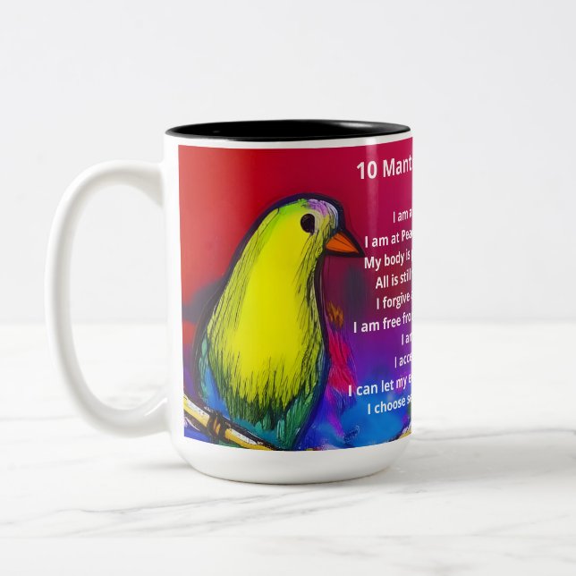 Caneca De Café Em Dois Tons 10 mantras para a caneca de aves em cascata artíst (Esquerda)
