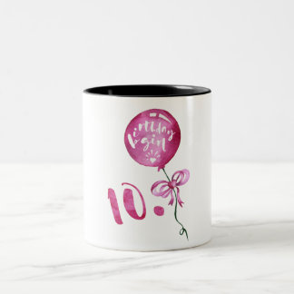 Caneca De Café Em Dois Tons 10o Menina do aniversário, presentes das meninas