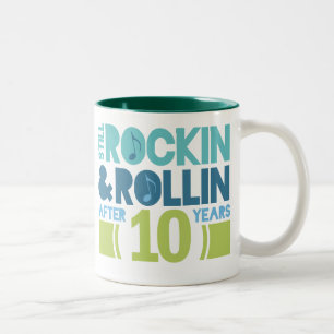 Caneca De Café Em Dois Tons 10o Presente de casamento do aniversário