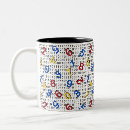 Caneca De Café Em Dois Tons 123 Números Amarelo Vermelho Azul Branco Binário B