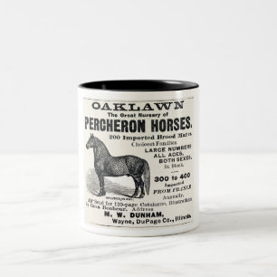CANECA DE CAFÉ EM DOIS TONS 1886 AD PARA CAVALOS PERCHERON, ILLINOIS
