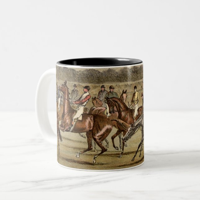 Caneca De Café Em Dois Tons 1886 Arte Steeplechase Horse (Frente Esquerda)