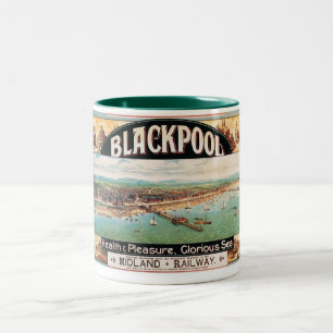 Caneca De Café Em Dois Tons 1890's do anúncio/Blackpool Inglaterra das viagen