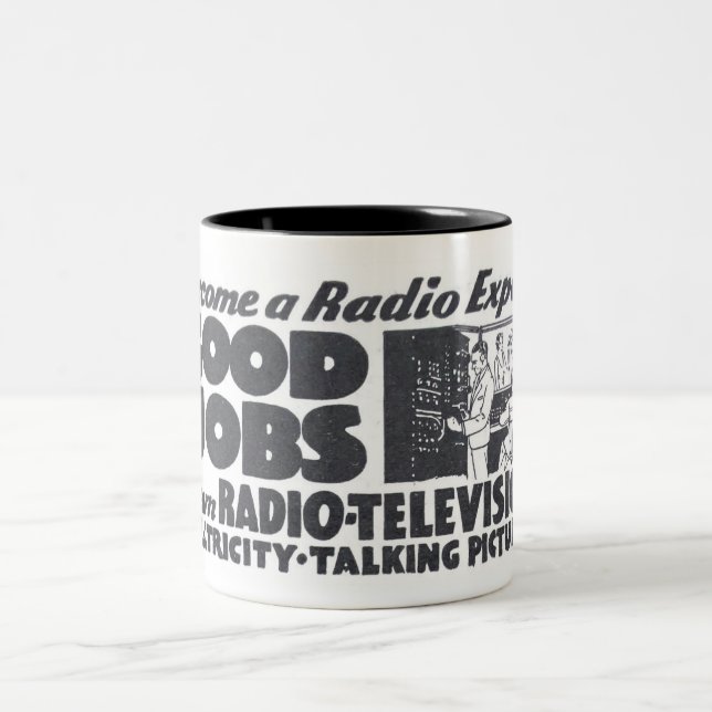 CANECA DE CAFÉ EM DOIS TONS 1933 APRENDER PUBLICIDADE RÁDIO-ELETRICIDADE (Centro)