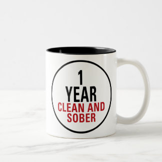 Caneca De Café Em Dois Tons 1 ano limpo e sóbrio