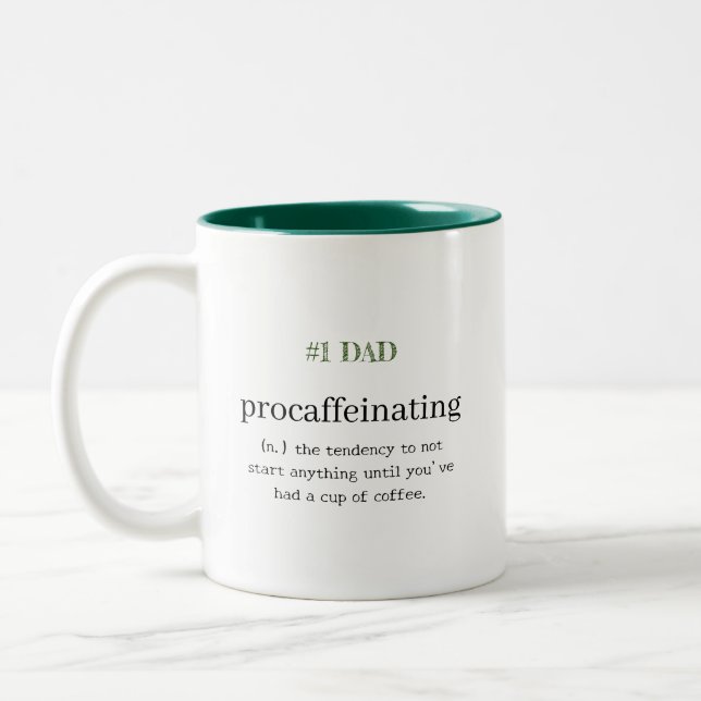 Caneca De Café Em Dois Tons #1 PAPAI Personalizado Procaffeinating (Esquerda)