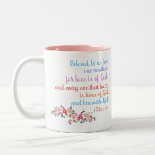 Caneca De Café Em Dois Tons 1 Texto do Arco-Íris de Bíblia 4:7 Verso