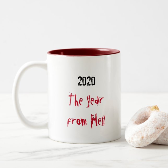 Caneca De Café Em Dois Tons 2020 Anos De Hell Mug (Com Donut)