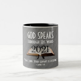 Caneca De Café Em Dois Tons 2021 | CINZAS | Bíblia de Palavras de Deus | Crist
