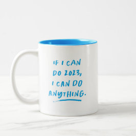 Caneca De Café Em Dois Tons 2023 inspiracional e engraçado azul