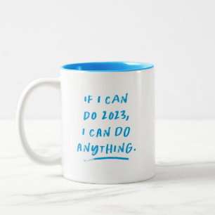 Caneca De Café Em Dois Tons 2023 inspiracional e engraçado azul