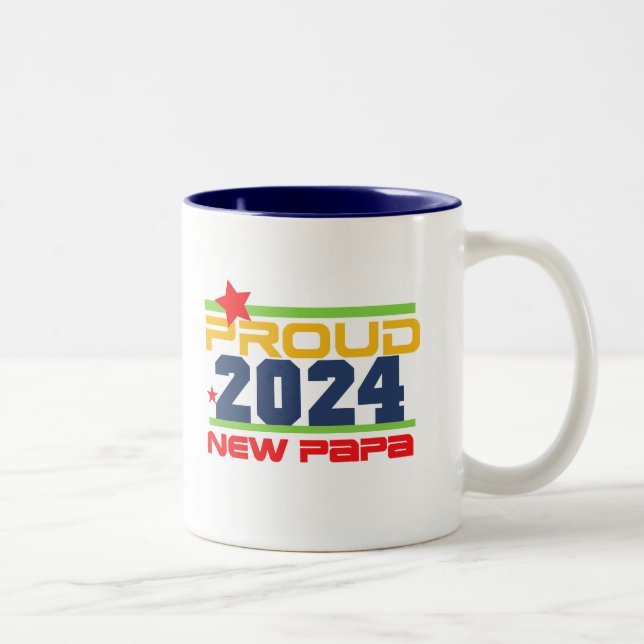 Caneca De Café Em Dois Tons 2024 Orgulhoso Novo Papa Mug (Direita)