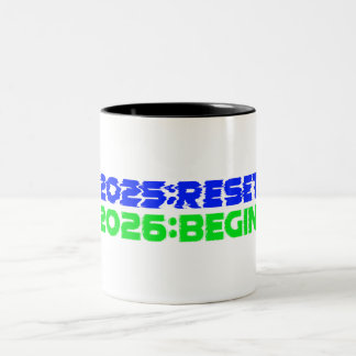 Caneca De Café Em Dois Tons 2025:RESET/2026:BEGIN Mug