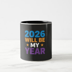 Caneca De Café Em Dois Tons 2026 Será Meu Ano Inspirador Novos Começos