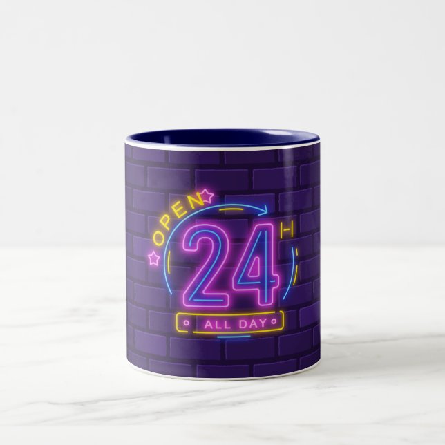 Caneca De Café Em Dois Tons 24 Hr Abrir Modelo de Sinal Neon (Centro)