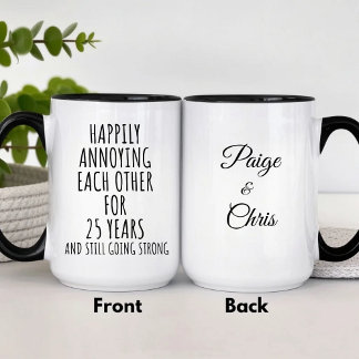 Caneca De Café Em Dois Tons 25th Anniversary Funny Silver