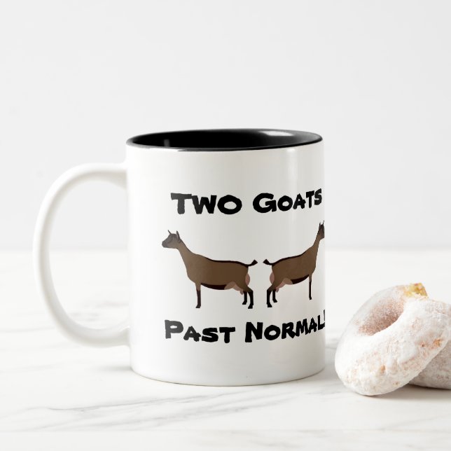 Caneca De Café Em Dois Tons 2 Caprinos No Normal! - Oberhasli Dairy Goats (Com Donut)