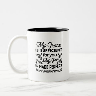 Caneca De Café Em Dois Tons 2 Coríntios 12:9 – Minha Graça é Suficiente Arte