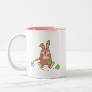 Caneca De Café Em Dois Tons 2 desenhos Bebe coelho fofo com fome e com sono Ca