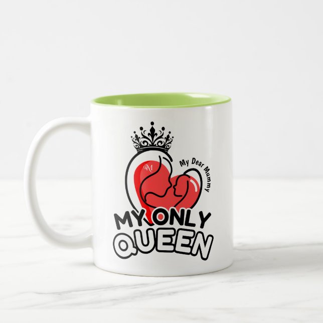 Caneca De Café Em Dois Tons 2-Tone Mug 11oz: Minha Única Rainha (verde) (Esquerda)