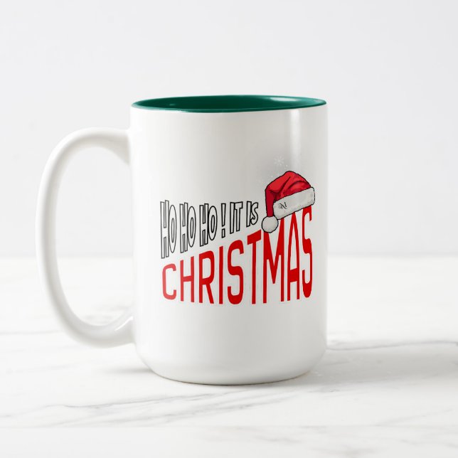 Caneca De Café Em Dois Tons 2-Tone Mug 15oz : It's Christmas (green) (Esquerda)