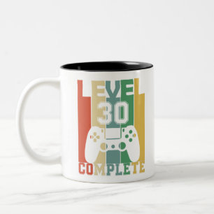 Caneca De Café Em Dois Tons 30 anos de aniversário de 30 anos de nível de joga