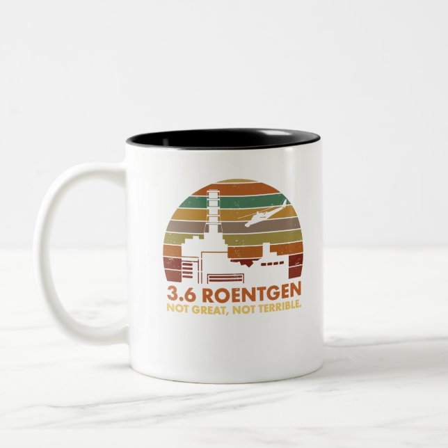 Caneca De Café Em Dois Tons 3,6 Roentgen nao grande, Chernobyl nao terrível (Esquerda)