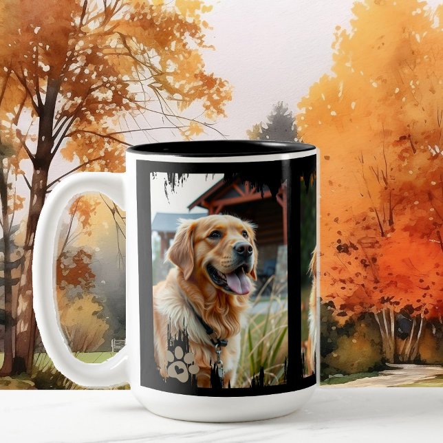 Caneca De Café Em Dois Tons 3 Dog Photos Heart Pawprints Gift (Criador carregado)