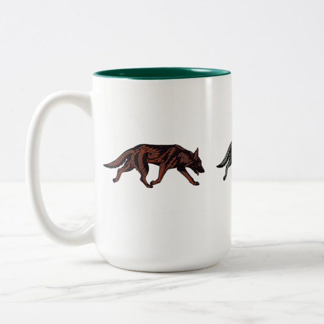 Caneca De Café Em Dois Tons 3 german shepherd tribais (Esquerda)