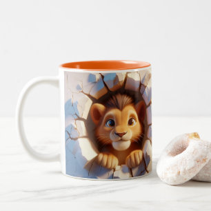 Caneca De Café Em Dois Tons 3D Bebê Cachorro Quente Leão-de-Cacau Fresco Cacho
