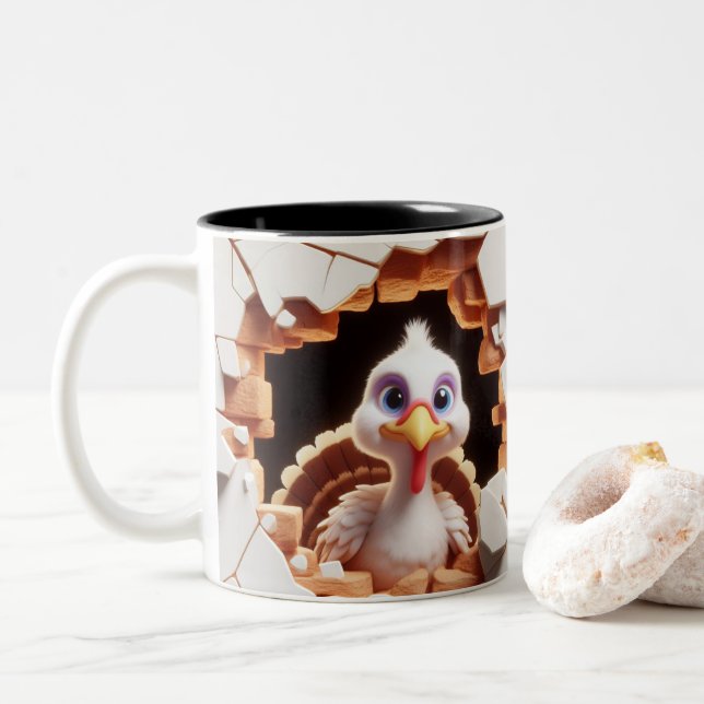 Caneca De Café Em Dois Tons 3D Bebê Cachorro Turco Quente de Cacau (Com Donut)