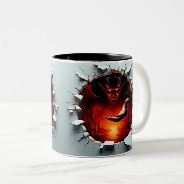 Caneca De Café Em Dois Tons 3D Eerie Halloween (Frente Esquerda)