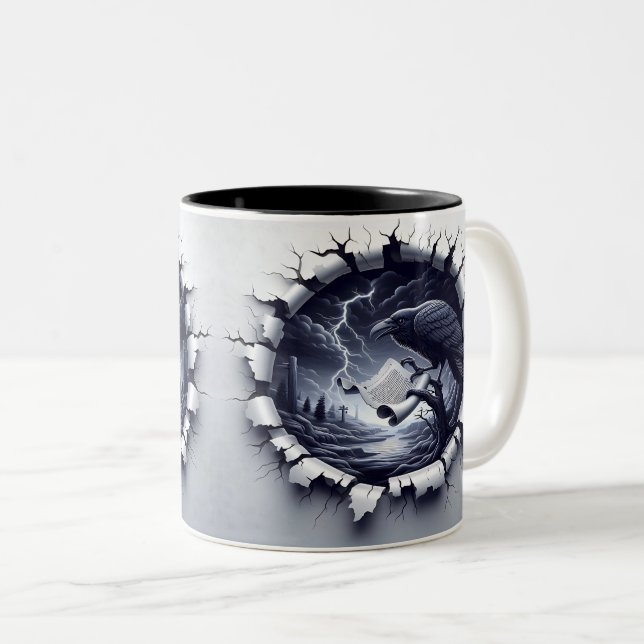 Caneca De Café Em Dois Tons 3D Eerie Halloween (Frente Esquerda)