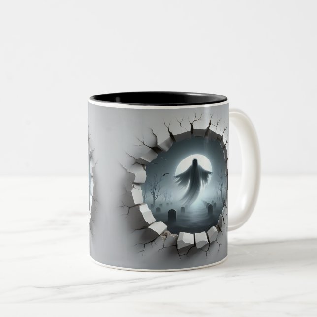 Caneca De Café Em Dois Tons 3D Eerie Halloween (Frente Esquerda)