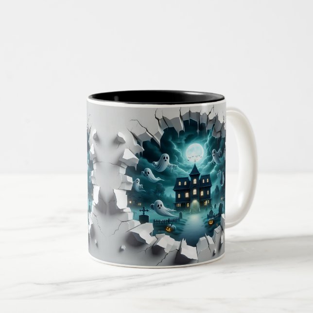 Caneca De Café Em Dois Tons 3D Eerie Halloween (Frente Esquerda)